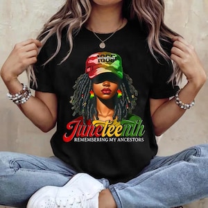 Maglietta Juneteenth da donna con i capelli raccolti, ricordo dei miei antenati png