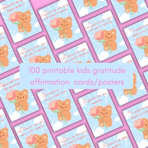 100 cartes imprimables Kids Gratitude Positive Affirmation, citation positive flash, estime de soi, confiance en soi, décoration de bureau de thérapie, amour de soi