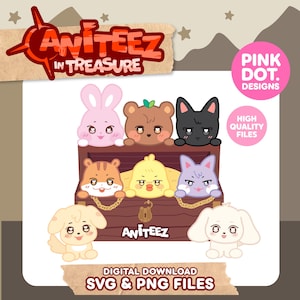 Ateez Aniteez KPop SVG PNG Files Treasure Chest Clipart Digital Download