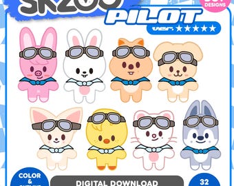 Stray Kids SKZOO Pilot Costume SVG PNG Files KPop Clipart Cricut Silhouette Digital Download