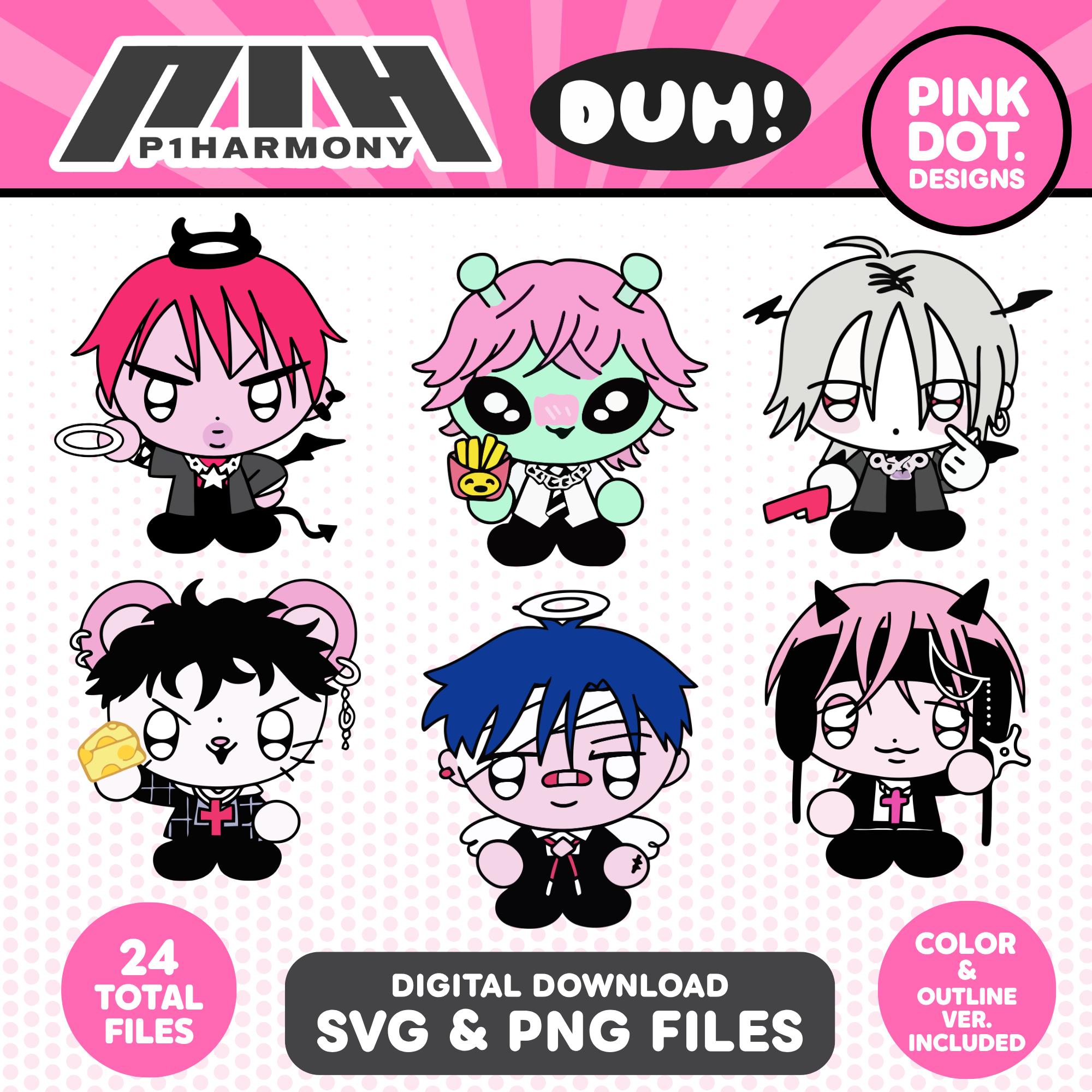 P1harmony P1KIDS Characters SVG PNG Files Kpop Clipart Cricut 