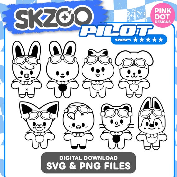 Stray Kids SKZOO Pilot Costume SVG PNG Files Kpop Clipart Cricut