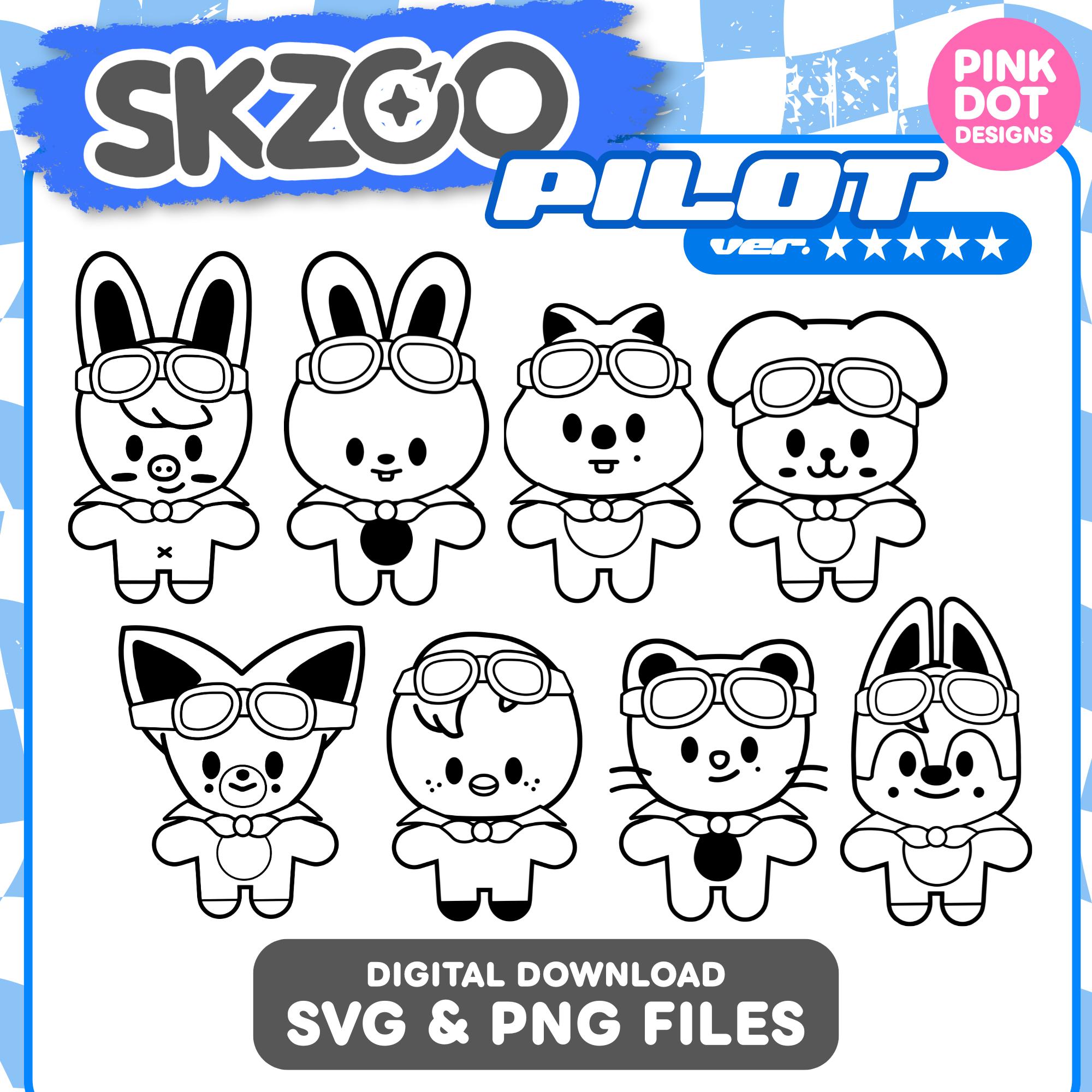 Stray Kids SKZOO Pilot Costume SVG PNG Files Kpop Clipart Cricut