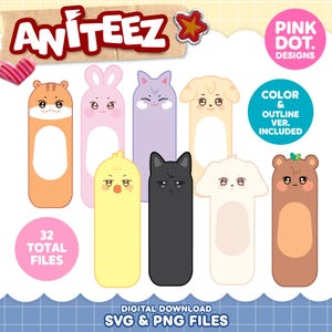 Ateez KPop Aniteez SVG PNG Clipart Vector Cut Files Cricut Silhouette Atiny Mighteez Decal Sticker Outline Characters Gift Craft Digital