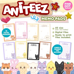 Bloc de notas Ateez Aniteez, lindo KPOP, diseños imprimibles, diseño de bloc de notas, papel de notas, Happy Mail, papelería, diario, PenPal, notas digitales