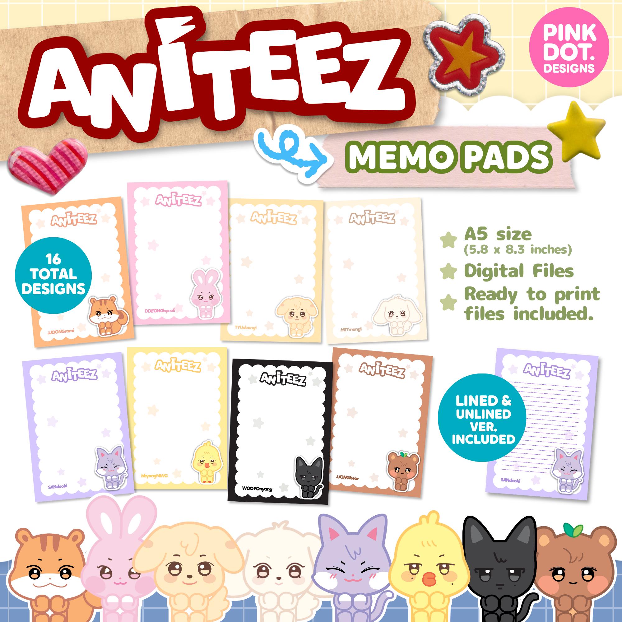 Ateez Aniteez Kpop Memo Pad Printable Designs (digital) - Etsy