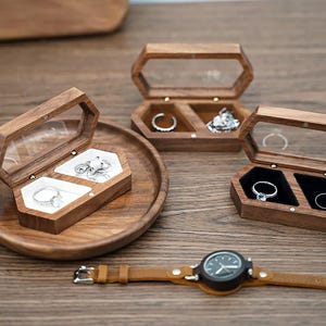 Personalized Wooden Wedding Ring Box,Custom Wooden Wedding Engagement Ring Box,Personalized Engraved Wood Ring Bearer Box,Anniversary Gifts