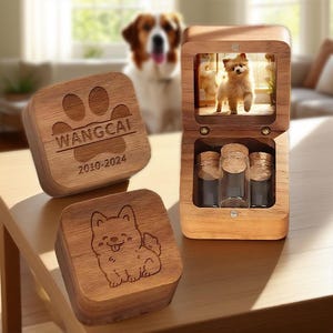 Wooden Pet Hair Memorial Box,Pet remembrance box,Custom Pet Hair Storage Box,Hair memory,Personalised Pet Fur Keepsake,Dog memory shadow box