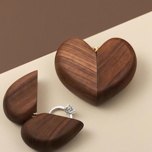 Personalized Wooden Wedding Ring Box,Custom Engagement Ring Box,Ceremony heart Ring Box,Anniversary Gift for Her,Valentines gift,ring holder