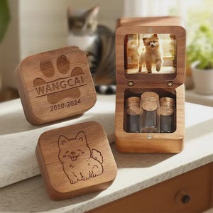 Pet remembrance box,Wooden Pet Hair Memorial Box,Personalised Pet Fur Keepsake,Custom Pet Hair Storage Box,Dog memory shadow box,hair memory