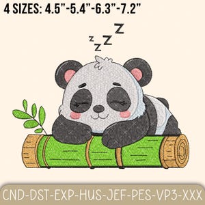 Sleeping Panda Embroidery Design, Cute Panda Machine Embroidery Design, Animal Embroidery Machine File, Baby Panda Bear Embroidery Design
