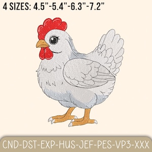Huhn Stickerei, Maschinenstickerei, Bauernhof Tier Maschinendatei, Land Bauernhaus Huhn Design, wunderliches lustiges Huhn