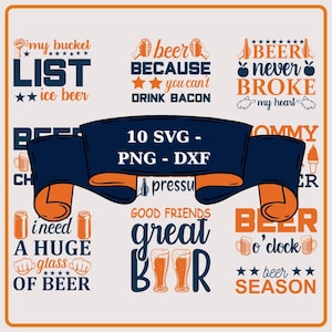 Funny Beer Quotes SVG Bundle: 10 Digital Art Designs (Commercial Use, Cricut Files)