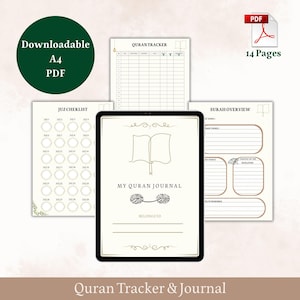 Quran Journal & Surah Tracker – Islamic Printable PDF for Daily Reflection - Muslim Daily Planner - Printable Quran Tracker - Muslim Planner
