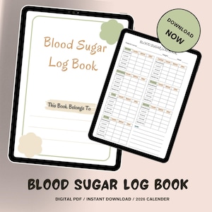 Blood Sugar Log Book: Printable Diabetes Tracker | 2026 Calendar & Insulin Journal