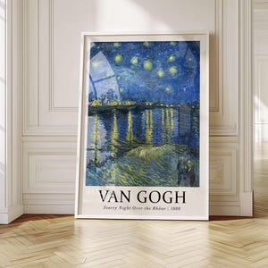 Van Gogh Starry Night Over the Rhone Print | Unframed Night Sky Wall Art | Classic Reproduction Poster Aesthetic Decor Gallery Gift