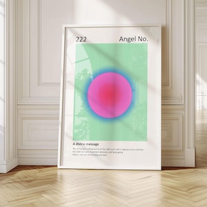 222 Angel Number Aura Print | Unframed Alignment Spiritual Wall Art | Modern Aesthetic Minimalist Home Decor | Positive Energy Gift