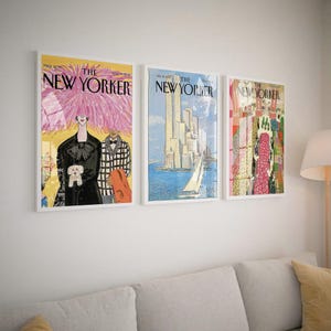 Set of 3 Unframed Vintage New Yorker Magazine Covers | Retro Wall Art Prints | Aesthetic Cityscape Fashion Home Decor Gallery Gift