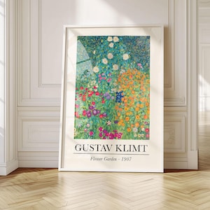 Gustav Klimt Flower Garden Print | Unframed Art Nouveau Landscape Wall Art | Classic Reproduction Poster Aesthetic Gift Nature Lover