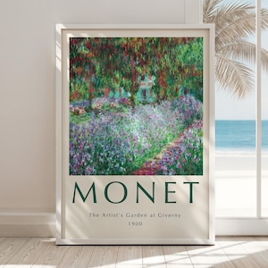 Monet The Artist&#39;s Garden at Giverny Framed Print | Impressionist Wall Art | Classic Reproduction Poster Aesthetic Decor Gift