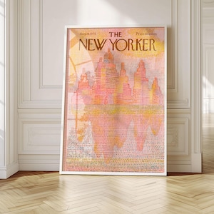 The New Yorker Aug 18 1975 Cover Print | Vintage Cityscape Wall Art | Retro Abstract Poster Aesthetic Decor | New York Lover Gift