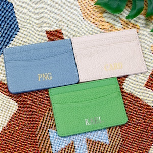 Custom Initial Slim Leather Wallet – Engraved Card Holder for Men, Perfect for Wedding Party Gifts, Minimalist Personalized Wallet