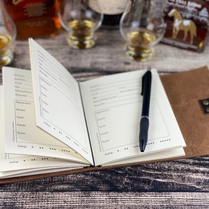 Whiskey or Bourbon Journal, Refillable Tasting Notes in Walnut Leather image 7