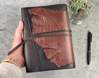 Large Leather Sketchbook/Journal - Bison and Ostrich