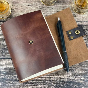 Whiskey or Bourbon Journal, Refillable Tasting Notes in Walnut Leather