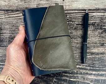 Pocket Refillable Journal, Traveler Style, Full Grain Leather