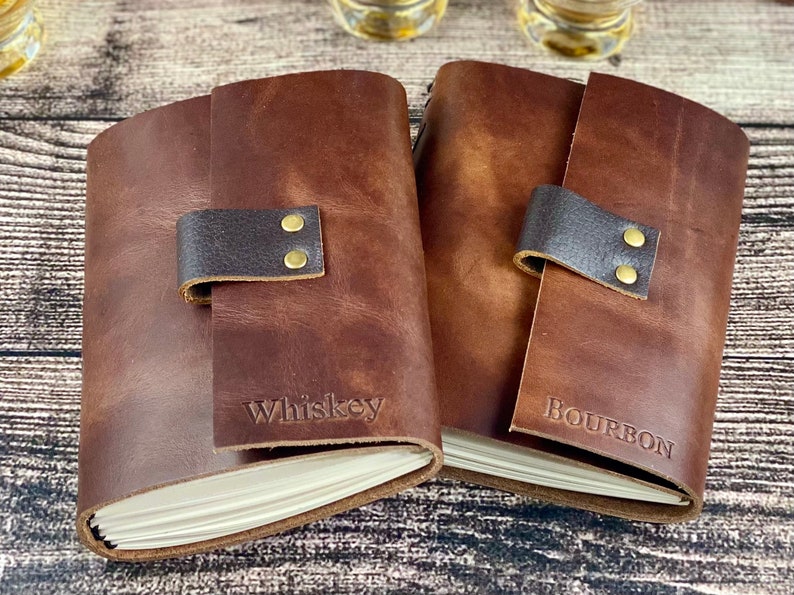 Whiskey or Bourbon Journal, Refillable Tasting Notes in Walnut Leather image 2