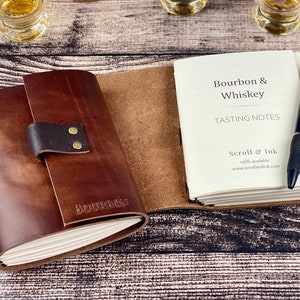 Whiskey or Bourbon Journal, Refillable Tasting Notes in Walnut Leather image 4