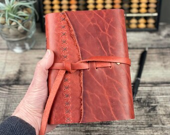 7x5 Leather Sketchbook/Journal - Red Bison