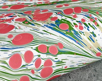 Full Sheet Hand-Marbled Paper Metallic P649