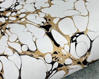 Full Sheet Hand-Marbled Paper Metallic P646