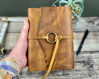 5x7 Lined Journal - Saddle Bison Leather with Ring