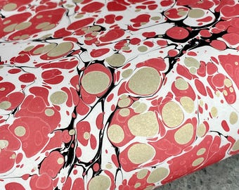 Full Sheet Hand-Marbled Paper Metallic P654, two sheets made