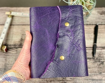 Large Leather Journal - Grape Bison with Snaps