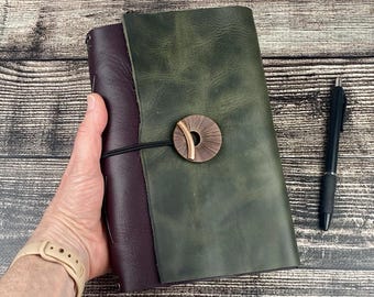 A5 Refillable Journal, Italian Cowhide with Copper Toggle, Full Grain Leather