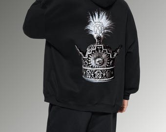 Crown of Pahlavi, Taj, Oversize Fleeced Hoodie