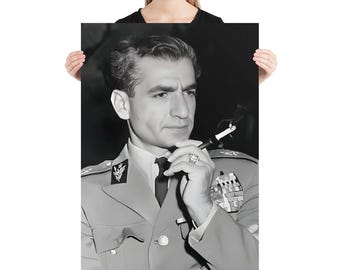 Portrait Poster of  King Mohammad Reza Pahlavi smoking