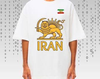Streetwear Loose Drop Shoulder T-Shirt, Lion and Sun Flag
