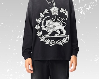 Lion and Sun and Padeshahi, Gradient Washed Long Sleeve T-Shirt