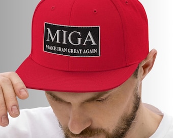 Gorra MIGA Snapback – Gorra patriótica bordada, visera plana ajustable