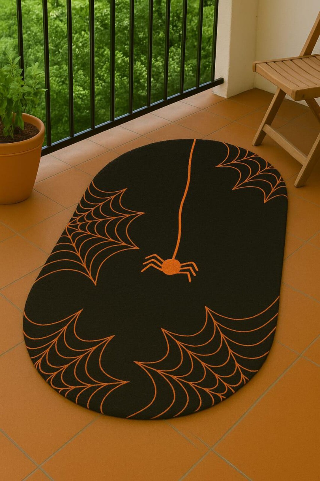 Spider Wed Rug Oval Tufted Rug With Spider and Web Design – Halloween Inspired Home ...