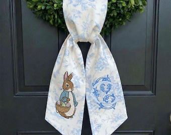 Peter Osterhase Klassik Schärpe mit Monogramm Kranz, individuell gestickt, Osterhase Schleife