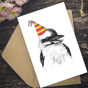 Greeting Card - Kookaburra wearing a party hat