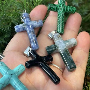 Crystal Cross Pendant Necklace: Healing Energy Jewelry
