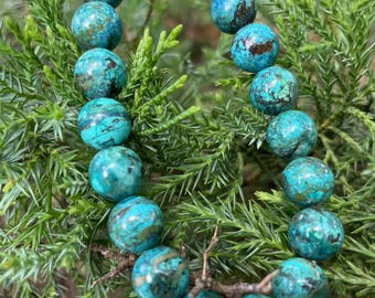 Chrysocolla Gemstone Bracelet: Handmade Beaded Healing Crystal Jewelry