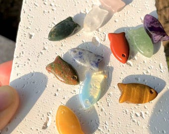 Crystal Fish Charm: Gemstone Animal Pendant for Jewelry Making